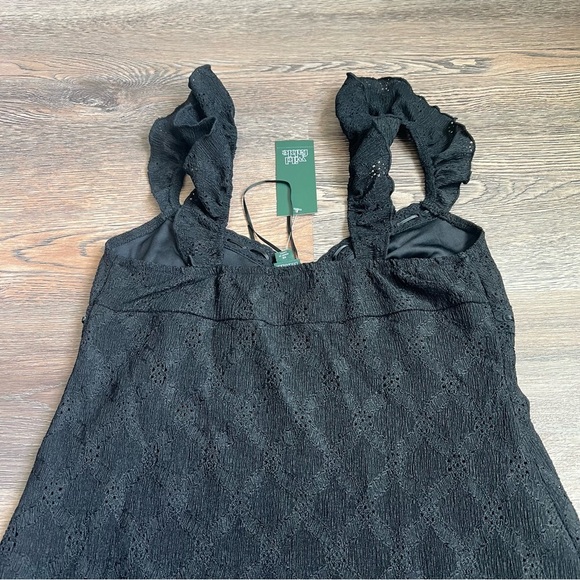 Women's Ruffle Sleeve Eyelet Mini a-Line Dress - Wild Fable Black XS - Picture 5 of 6
